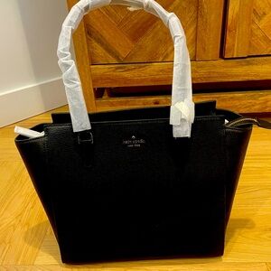 Kate Spade brand new black leather top handle large